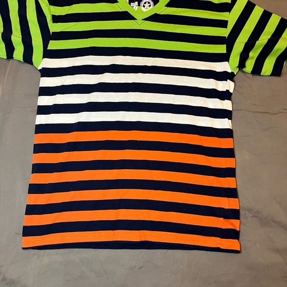 Go by Graphite Other - GO by Graphite Boys Large 14/16 V-Neck Striped T-Shirt Green Orange Navy White